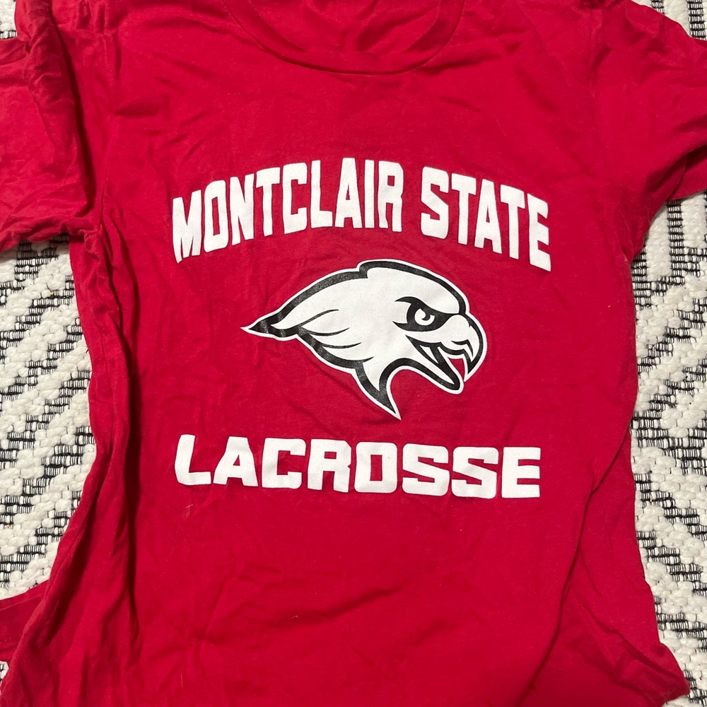 Red Montclair State Lacrosse tshirt